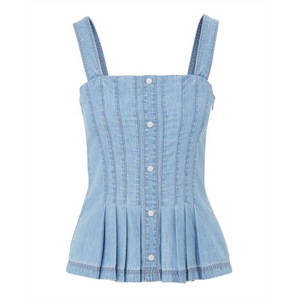 NEW VERONICA BEARD laura denim top in cold water - Picture 4 of 4